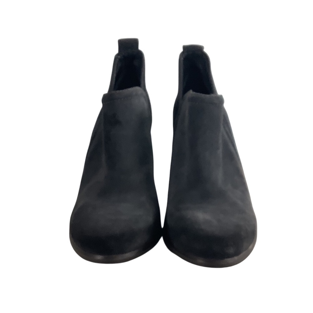 Vince Camuto Black Suede V-Cut Ankle Booties Block Heel Womens 7M 37